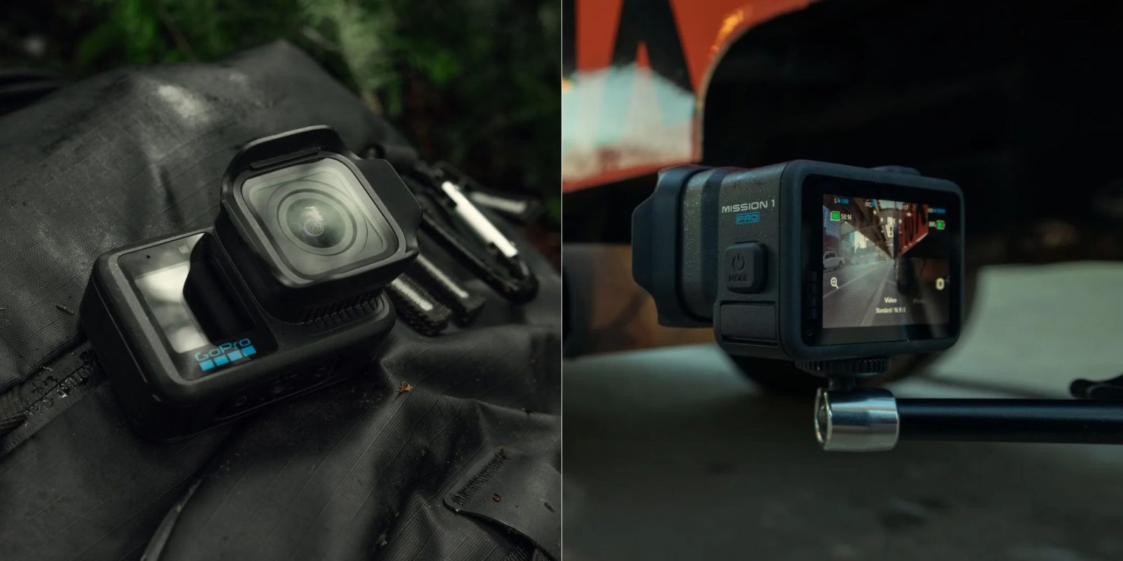 Image showing renders of GoPro MISSION 1 series action cameras.