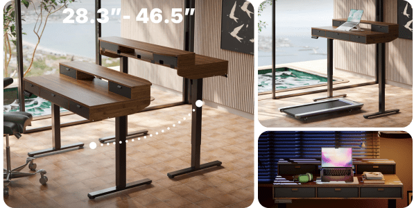 A collage of a desk