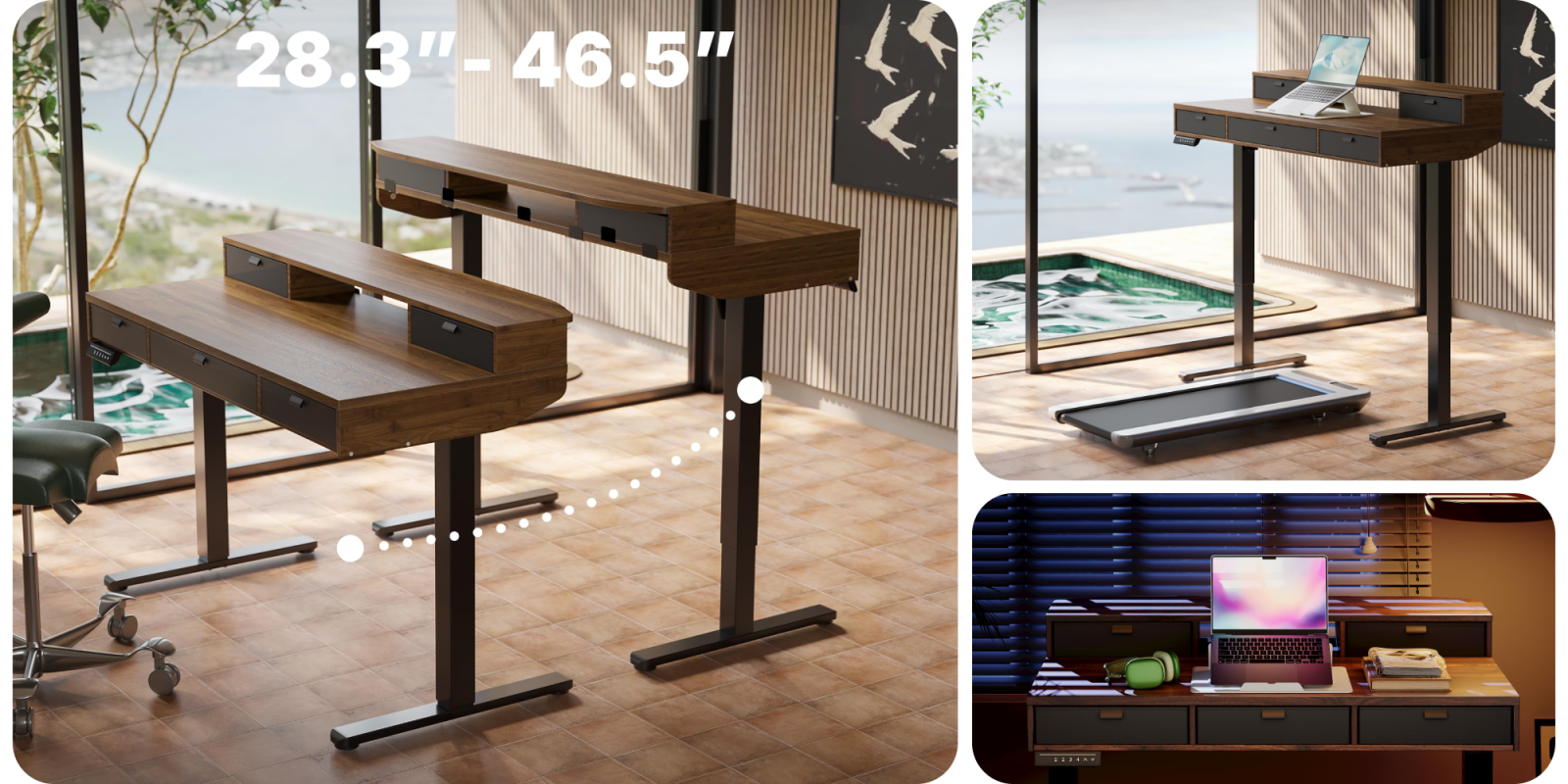 A collage of a desk