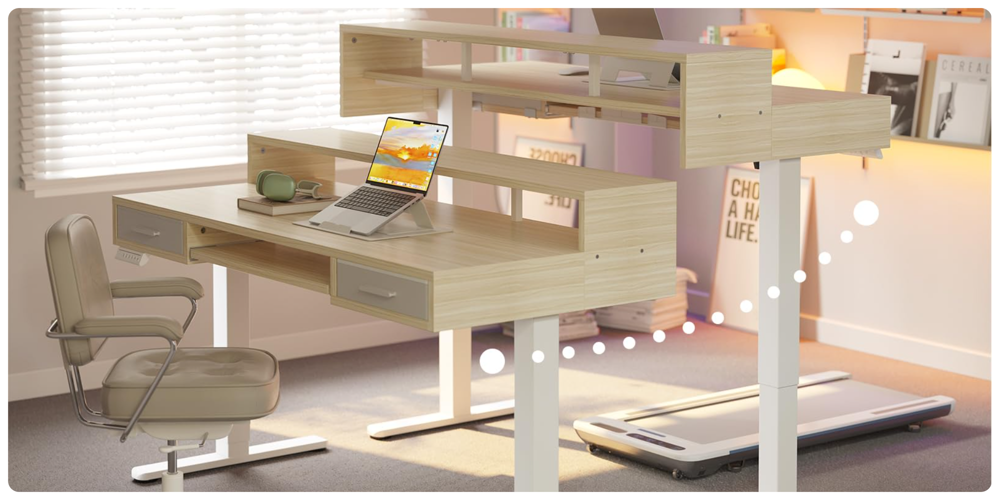 Spacious 63-inch electric standing desk with drawers, keyboard tray, more strikes $200 (Reg. $300)