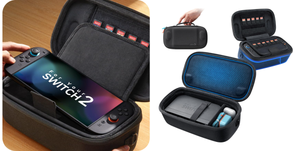 A video game console in a case