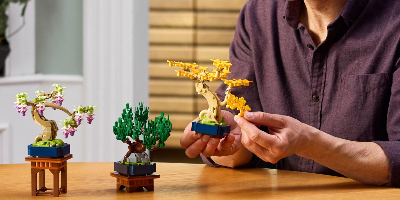 A person holding a toy tree