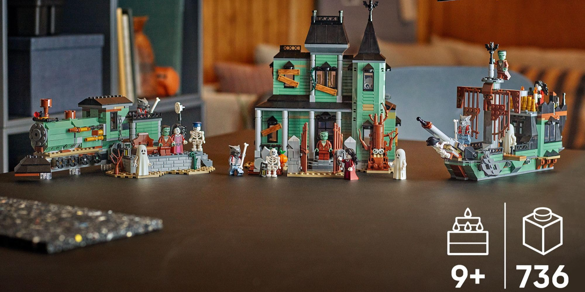 This LEGO Creator set can be built into a haunted mansion, train, or ship with eerie details and 5 minifigures down at $76