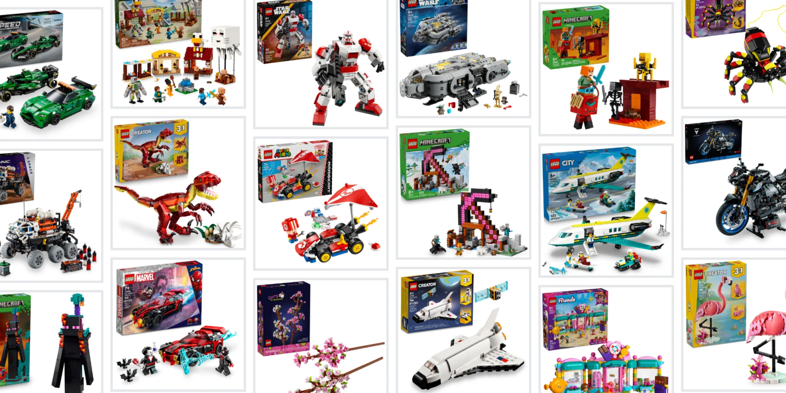 A collage of toys