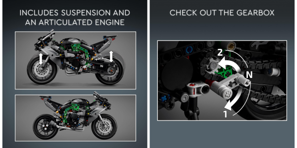 A collage of a toy motorcycle