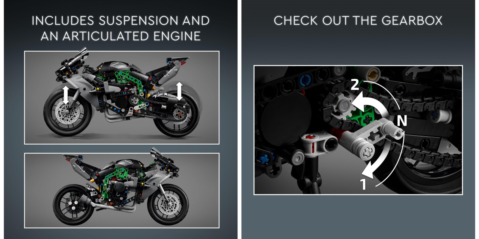 A collage of a toy motorcycle