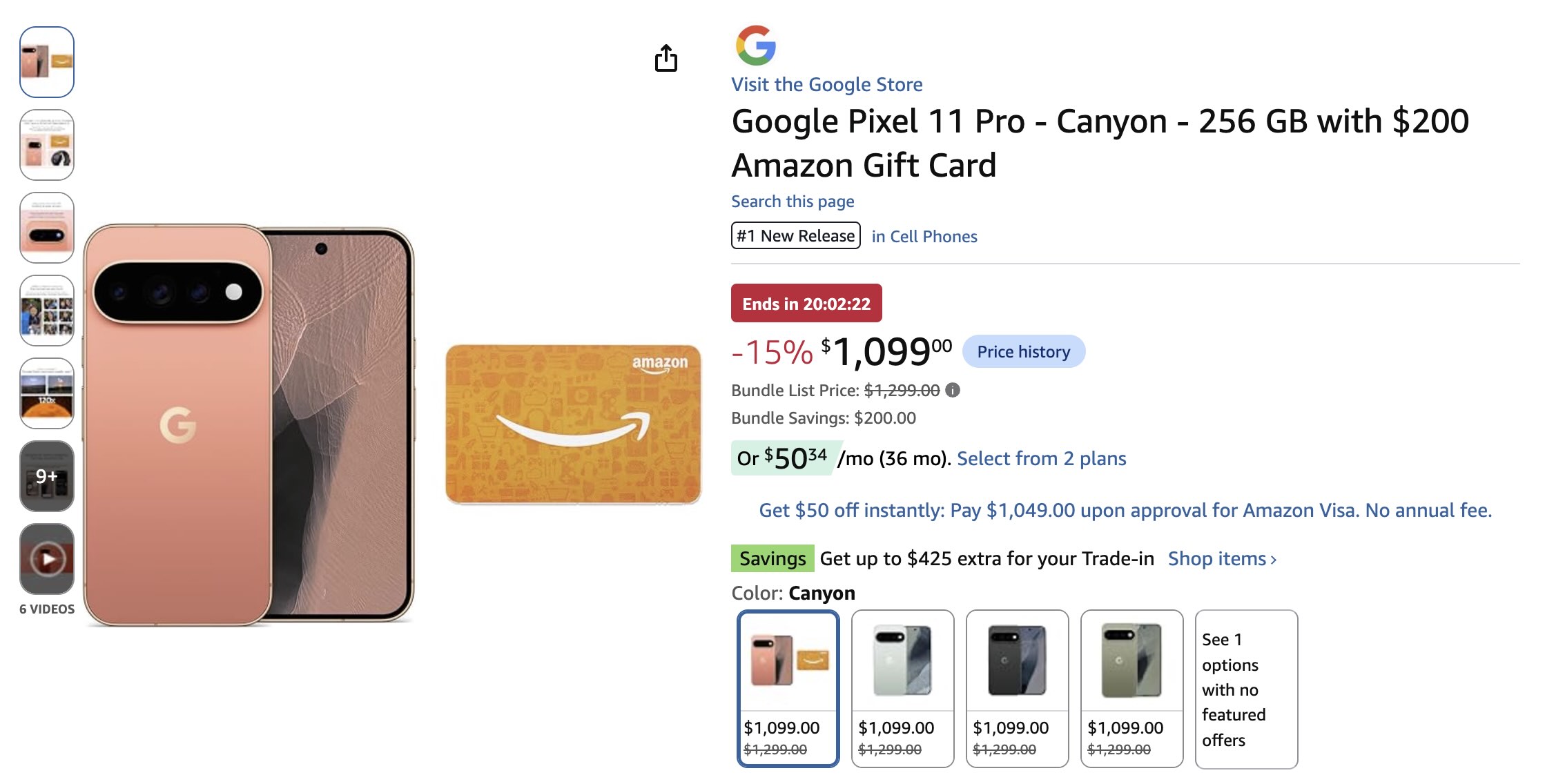 A cell phone with a gift card