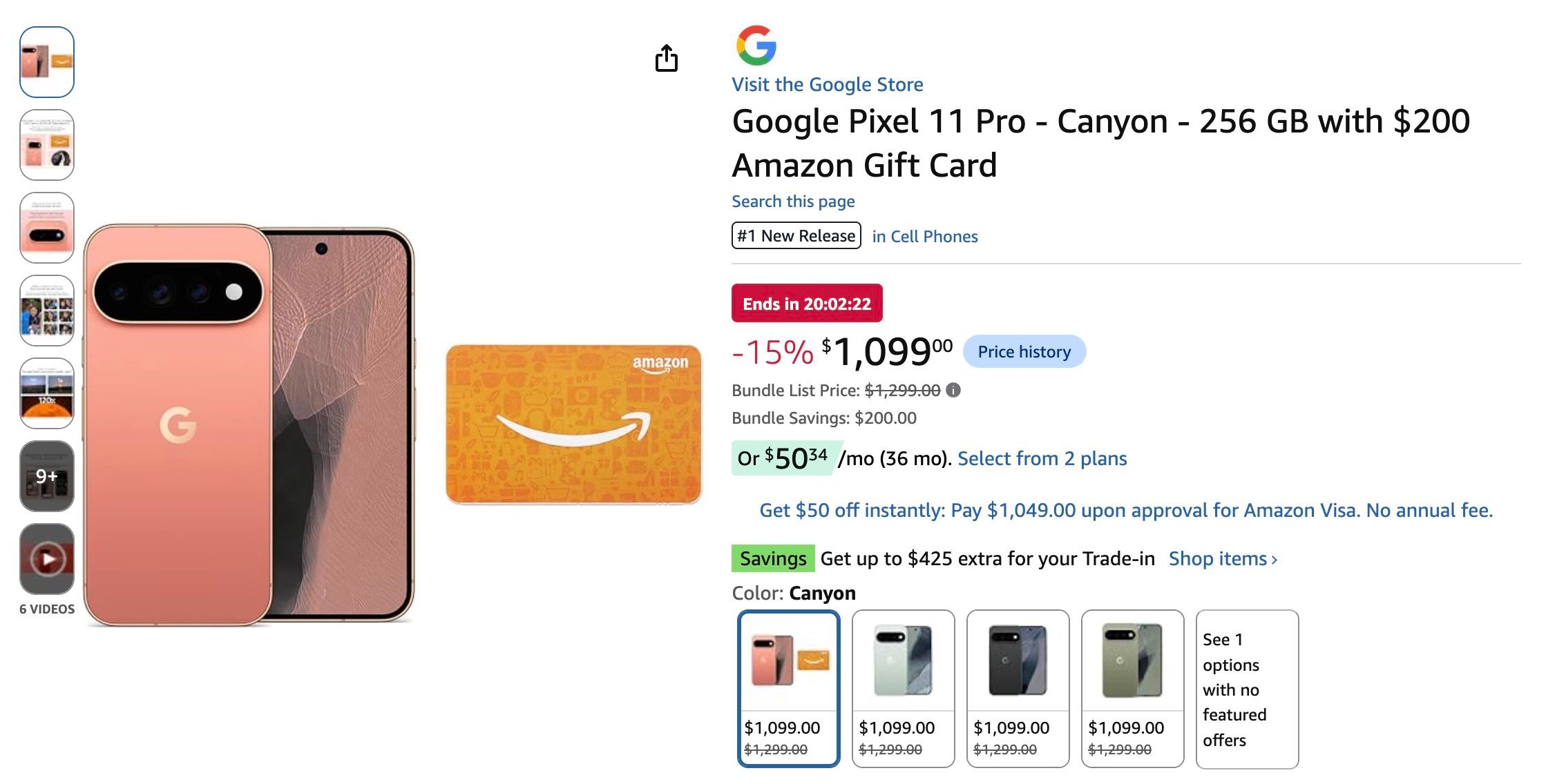 A cell phone with a gift card