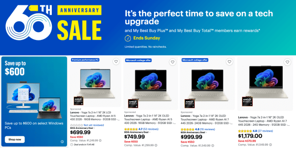 Image showing listings from Best Buy's Anniversary sale.