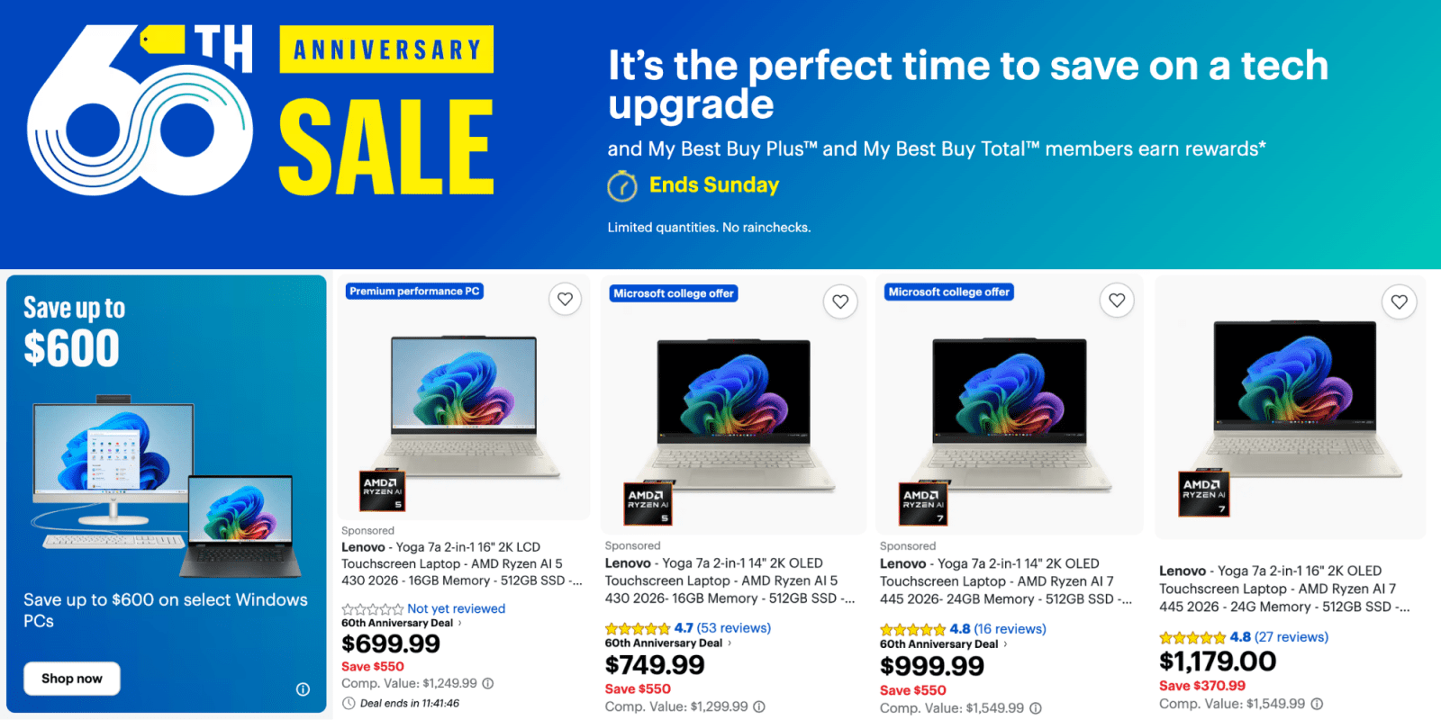 Image showing listings from Best Buy's Anniversary sale.