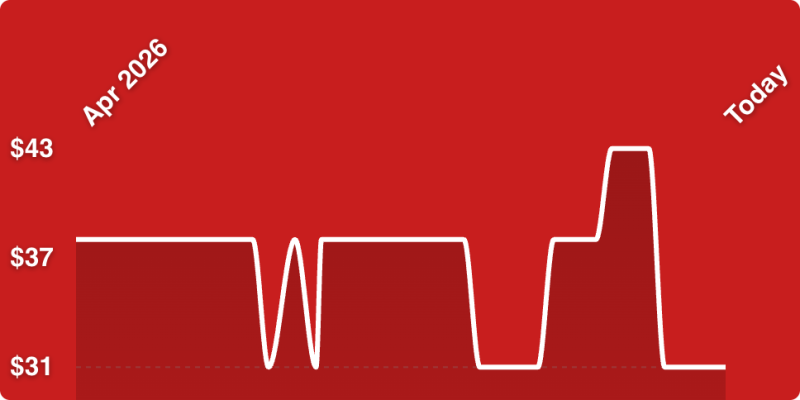 A red background with white lines