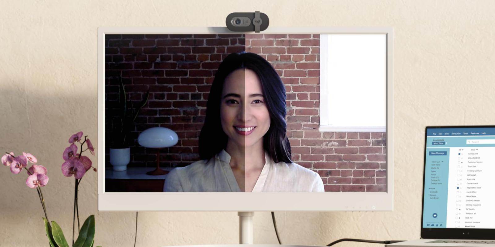 A woman on a computer screen