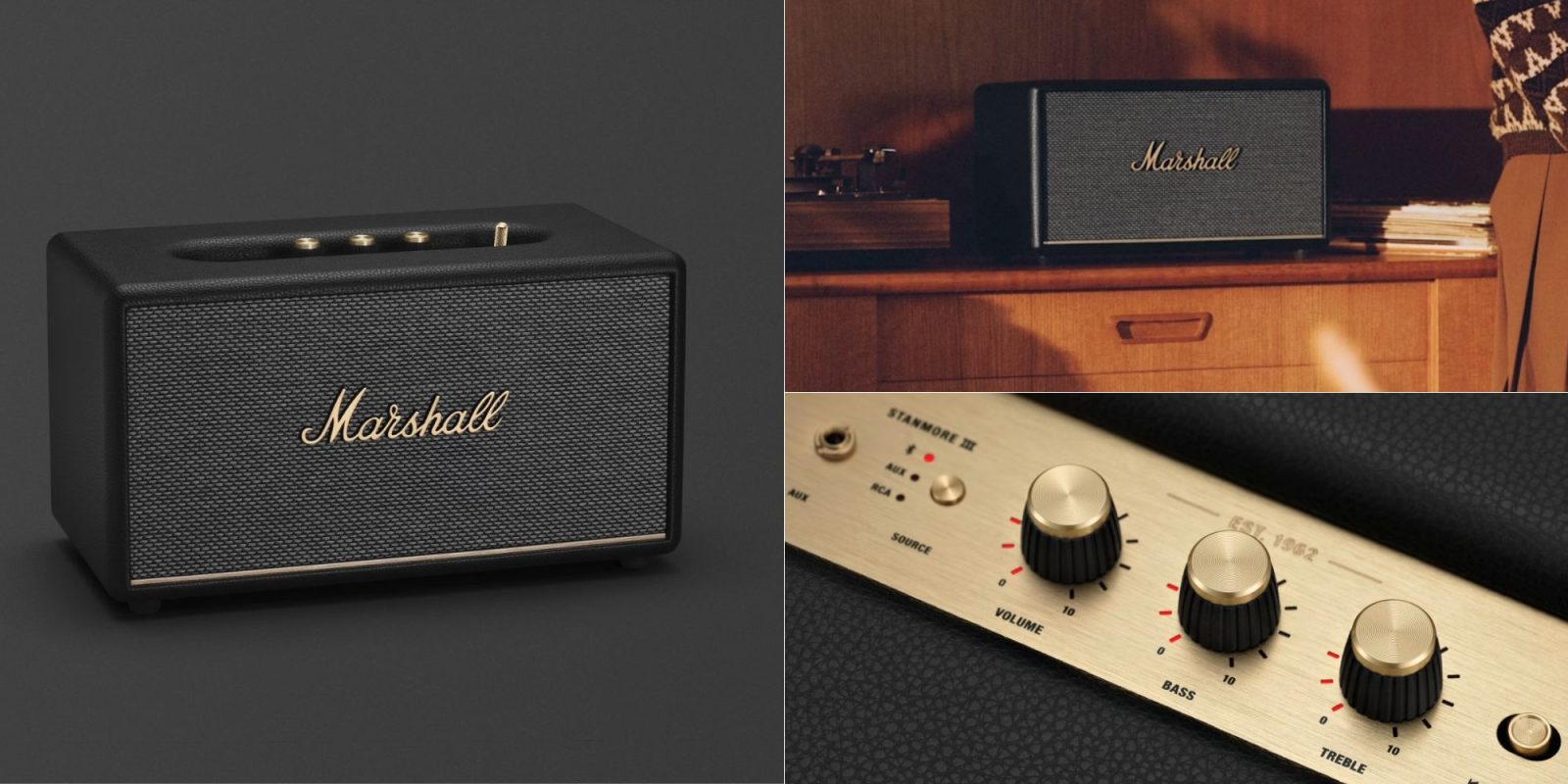 Image showing renders of Marshall's Stanmore 3 Bluetooth speaker.