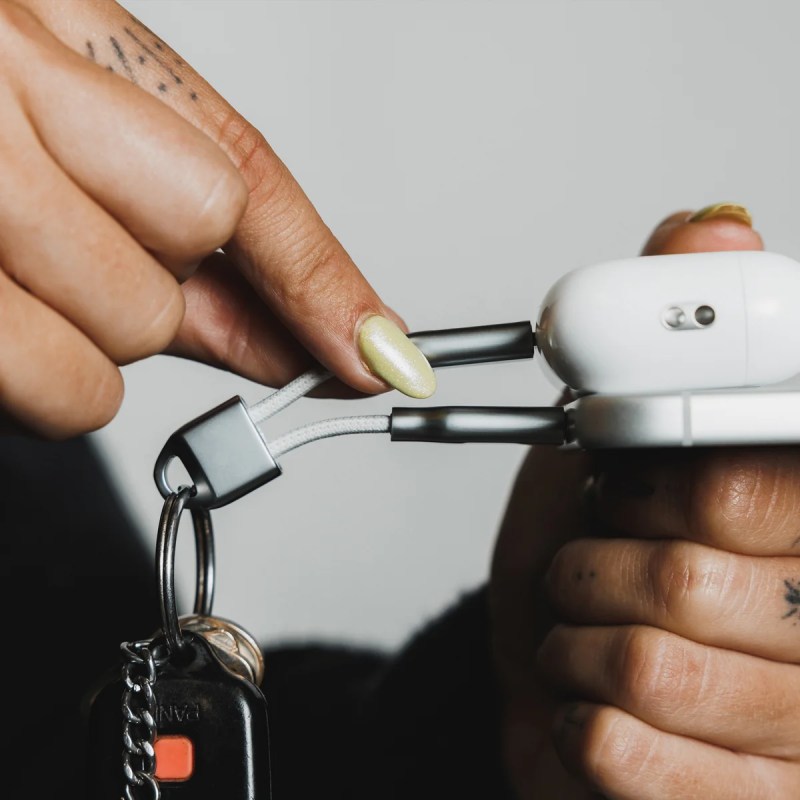 A person holding a key chain
