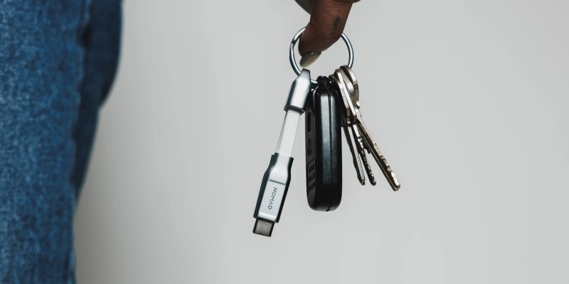 A hand holding a key chain