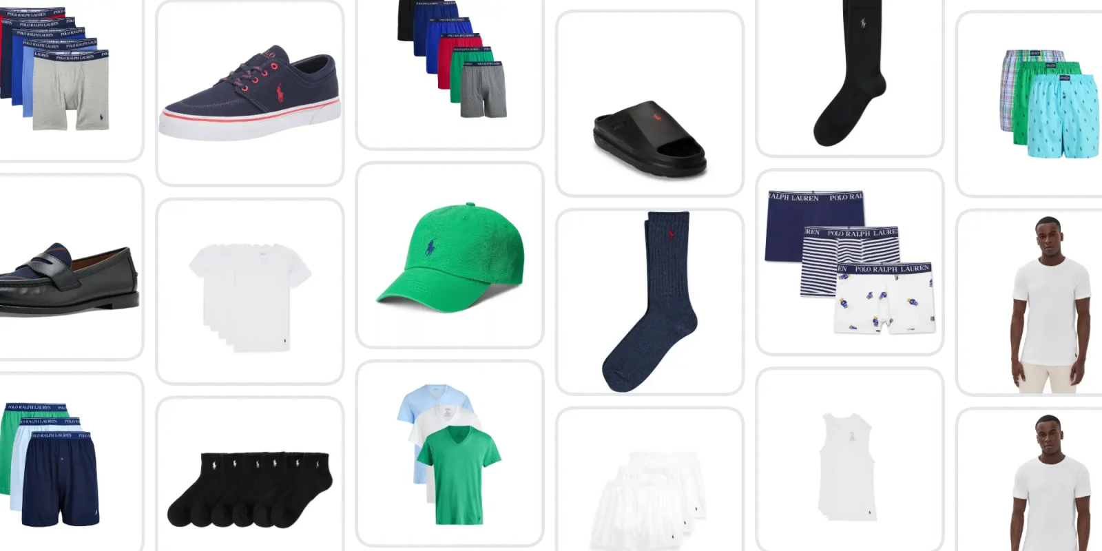 A collage of clothes and shoes