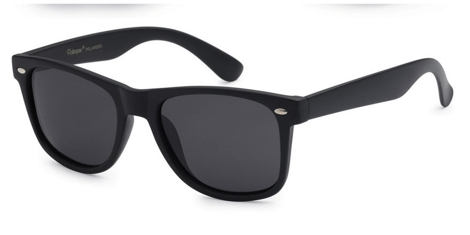 A black sunglasses with grey lenses