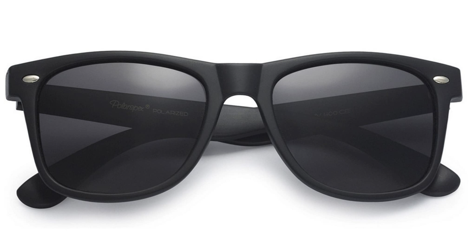 A black sunglasses with a white background