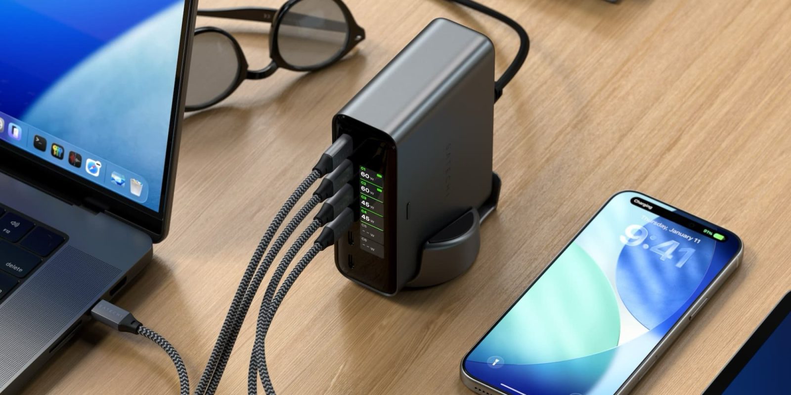 A phone and a charger