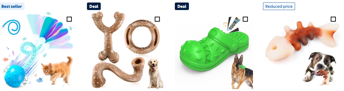 A dog sitting next to a dog toy