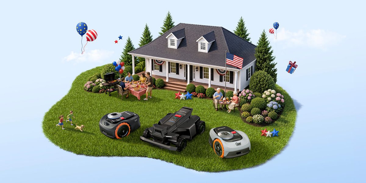 A lawnmower and lawnmowers in front of a house