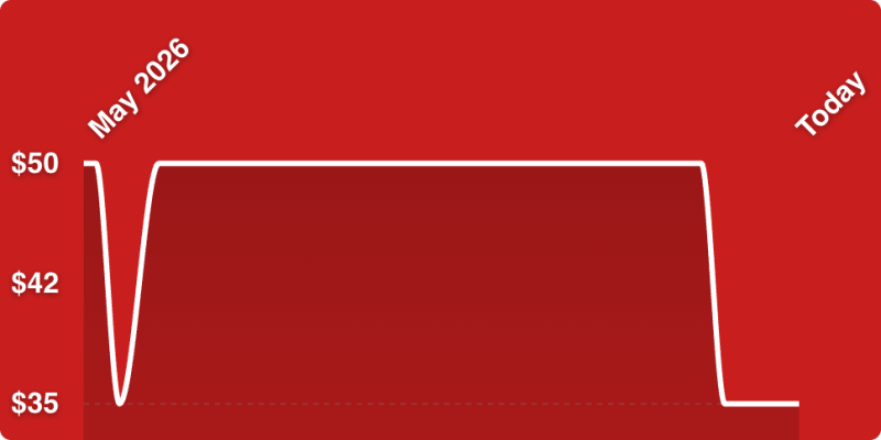 A red rectangular object with white lines