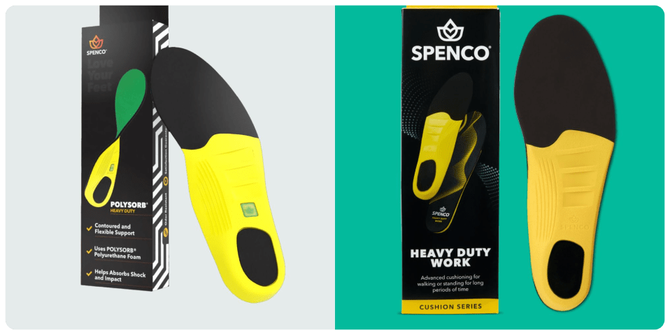 A yellow and black shoe inserts
