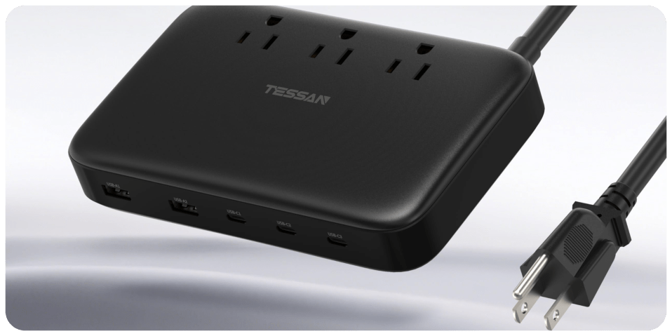 A black rectangular device with multiple ports