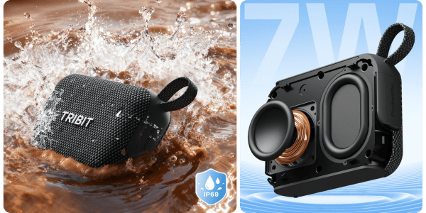 A black speaker in water