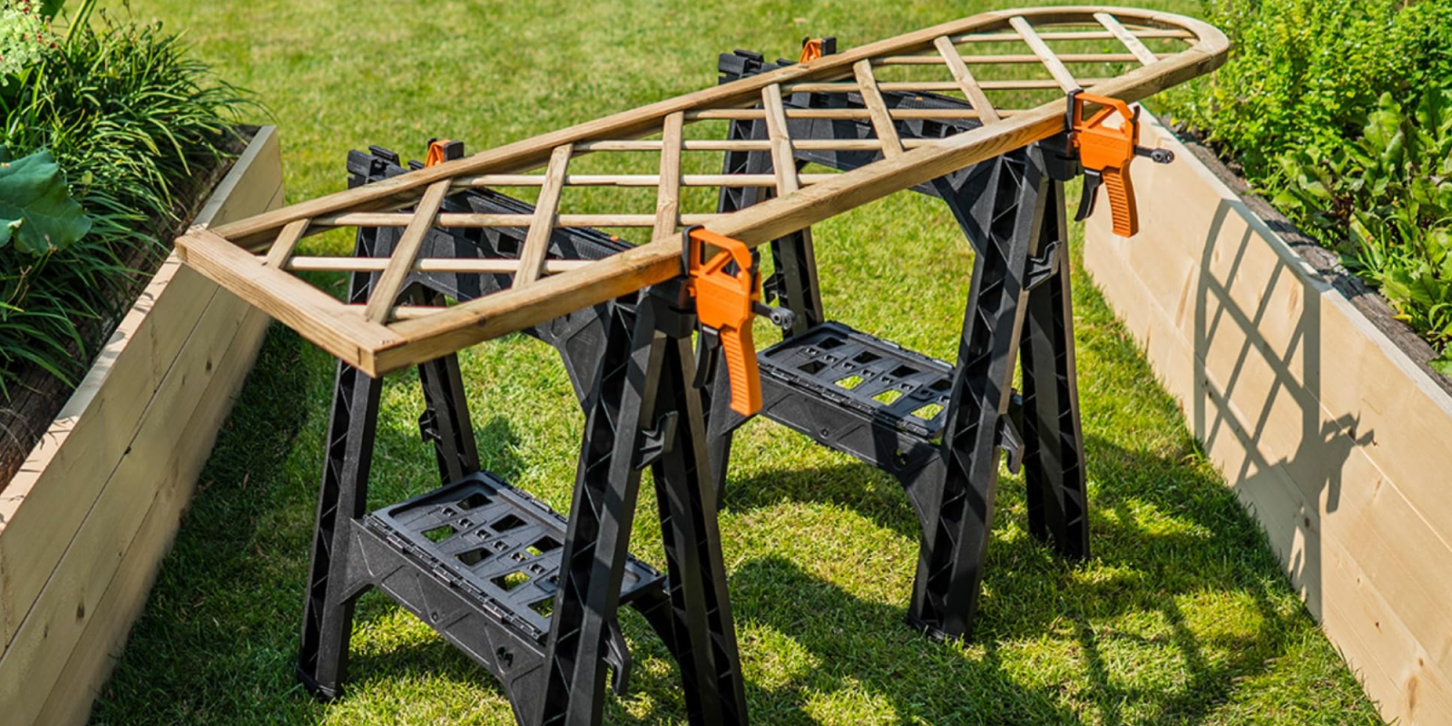 A wood structure on a stand