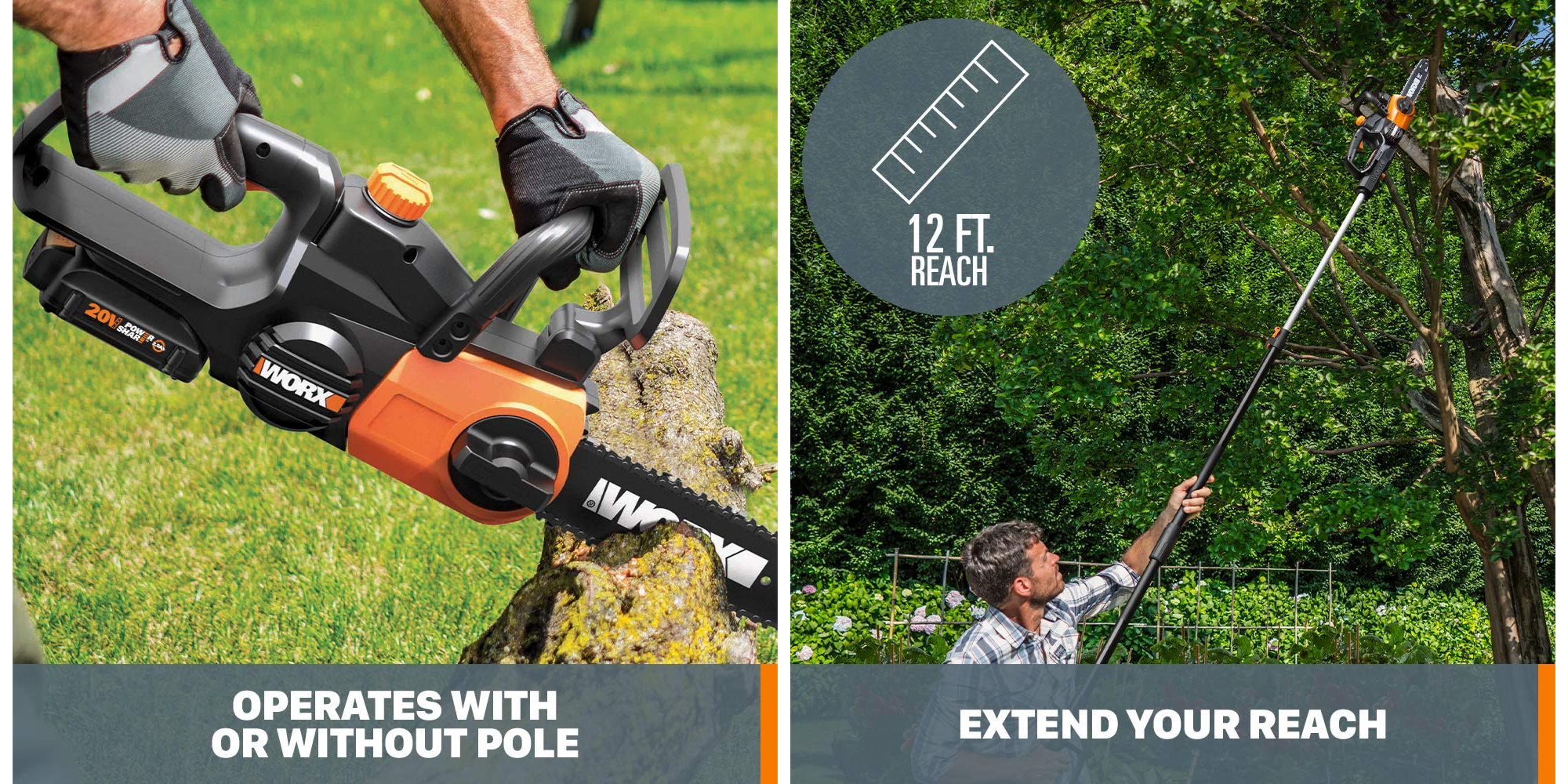 This 20V 10-inch Worx cordless chainsaw converts to a 12-foot-reaching pole saw and it’s down at $132, more