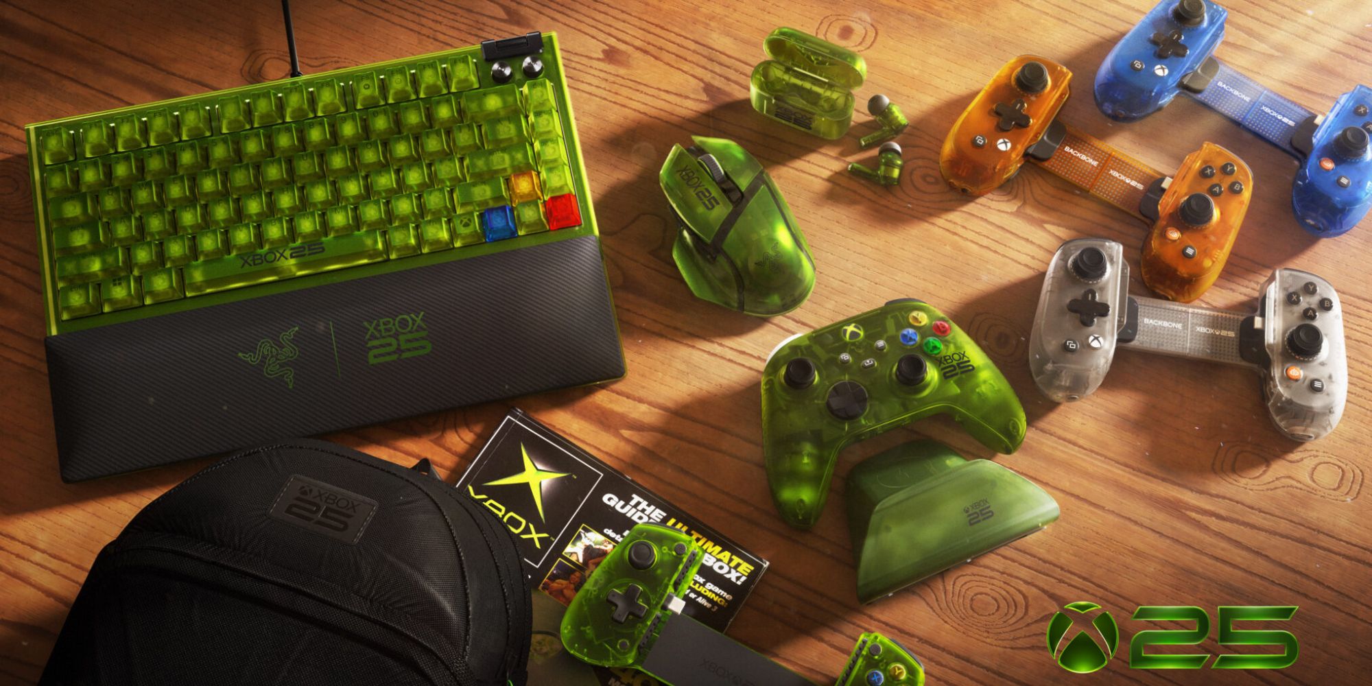 A green gaming equipment on a table
