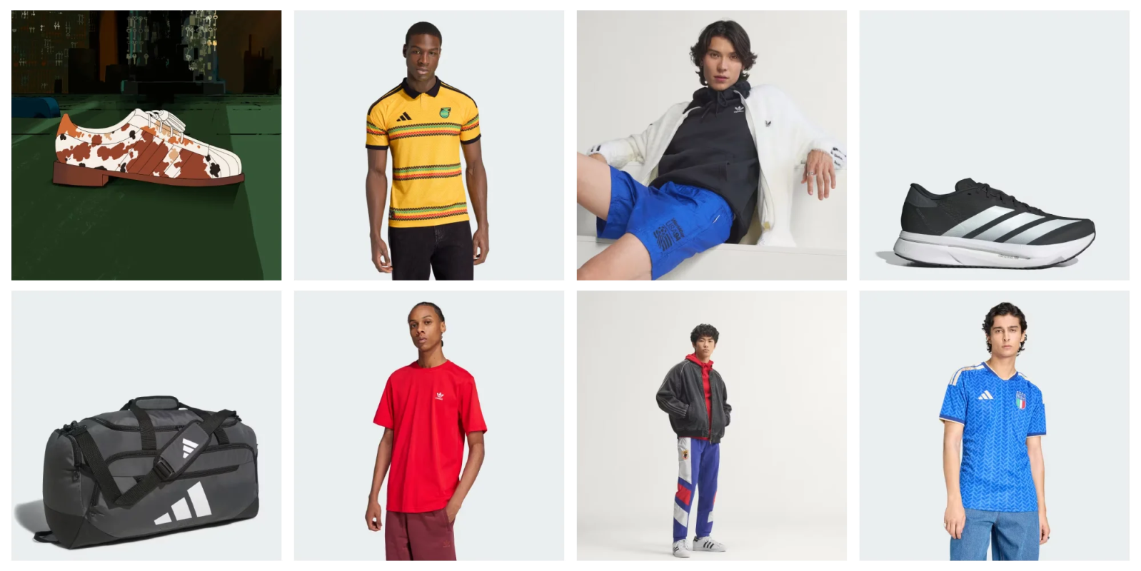 A collage of men wearing different outfits