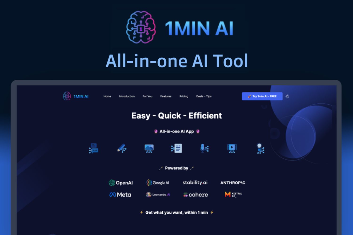 1min.AI Advanced Business Plan Lifetime Subscription