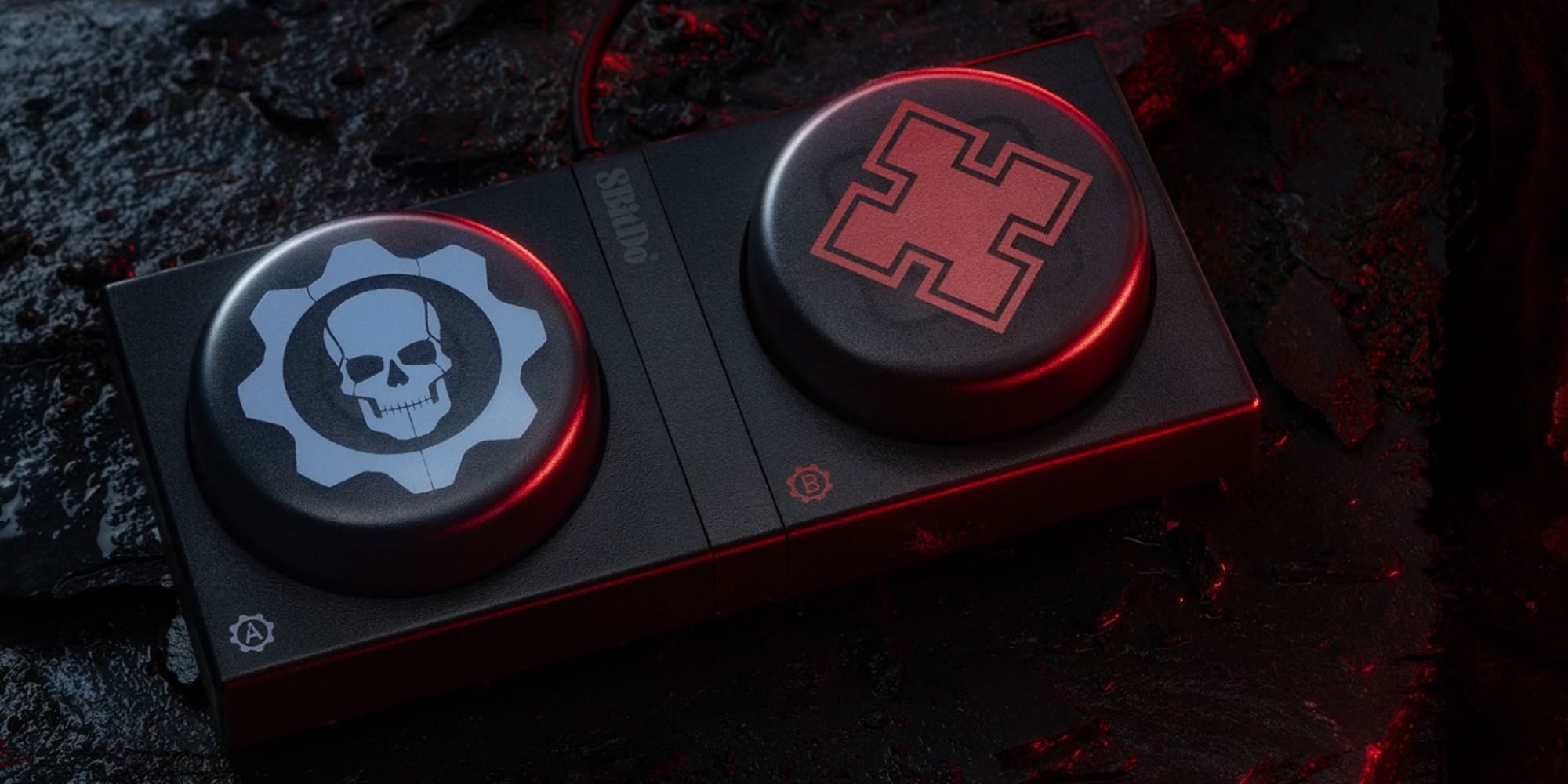 A black rectangular object with buttons