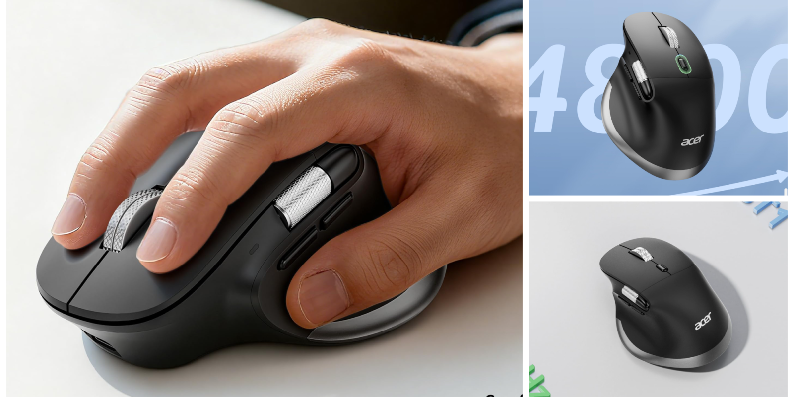 A hand holding a computer mouse