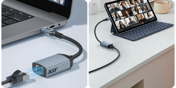 A laptop computer with a cable connected to it
