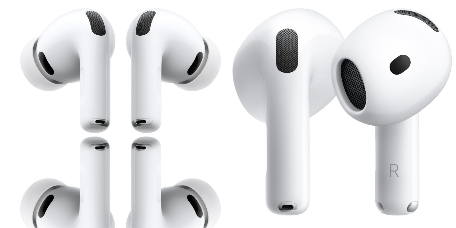 A close up of a white earbuds