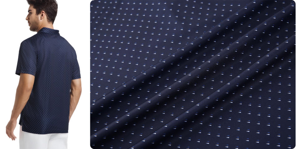 A man standing in front of a fabric