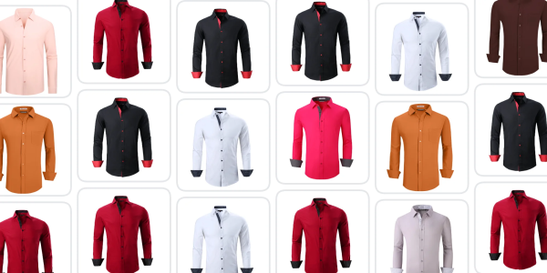 A collage of different colored shirts