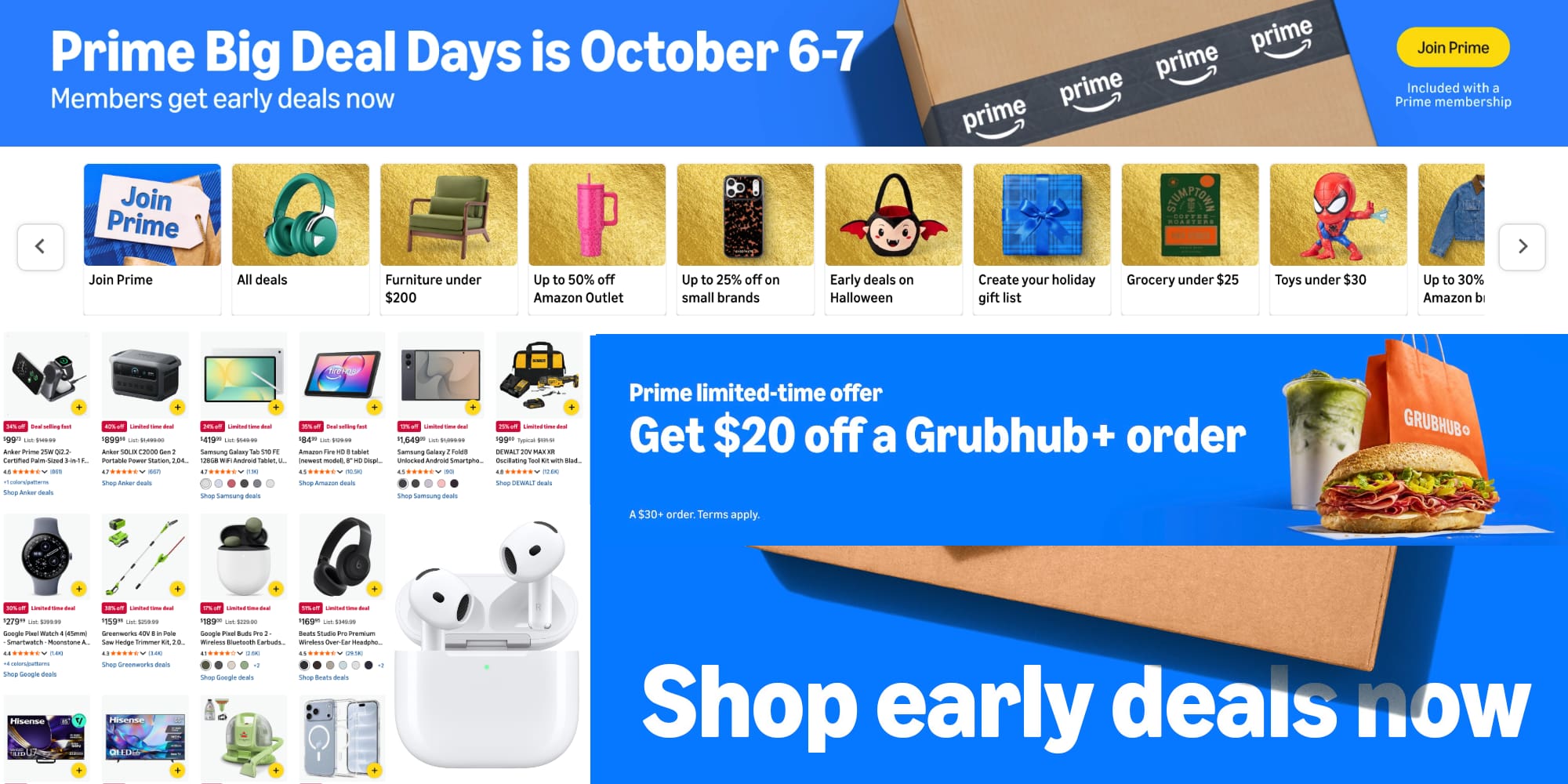 Early Amazon fall Prime Day deals now live: Apple, Pixel, Anker, $20 off Grubhub, more