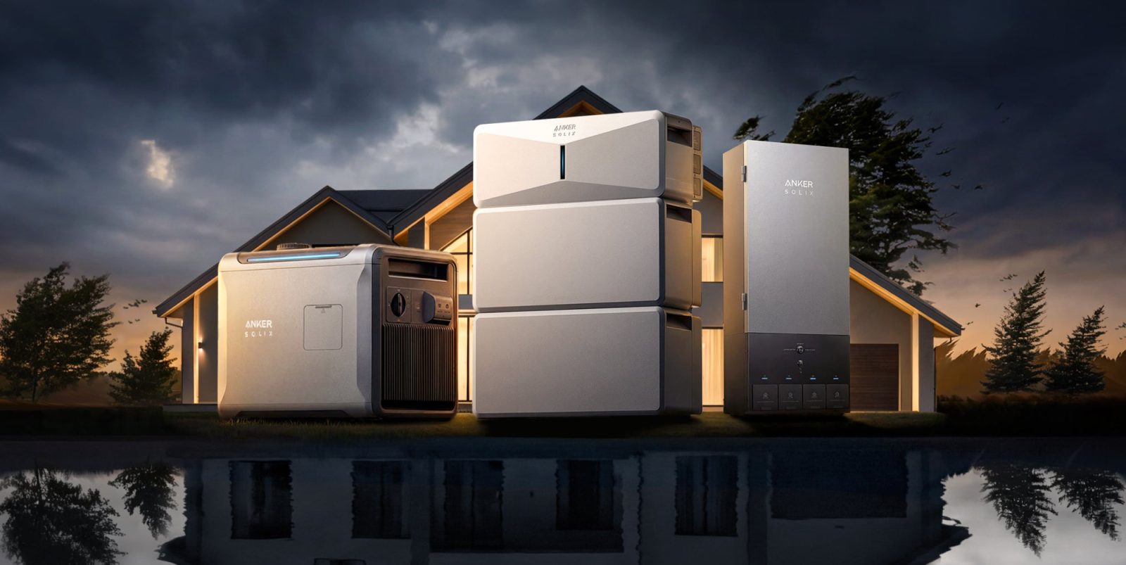 A group of computer towers outside a house