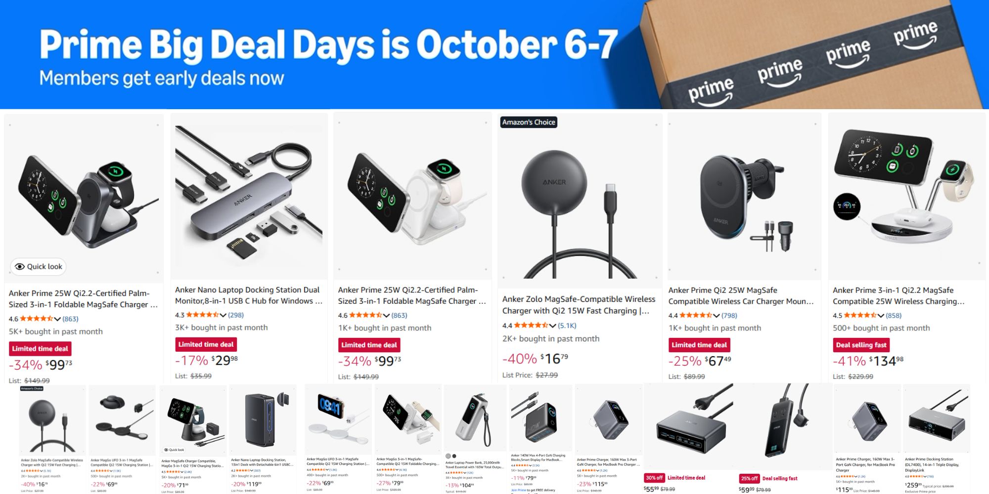 Image showing listings from Anker's Amazon sale.