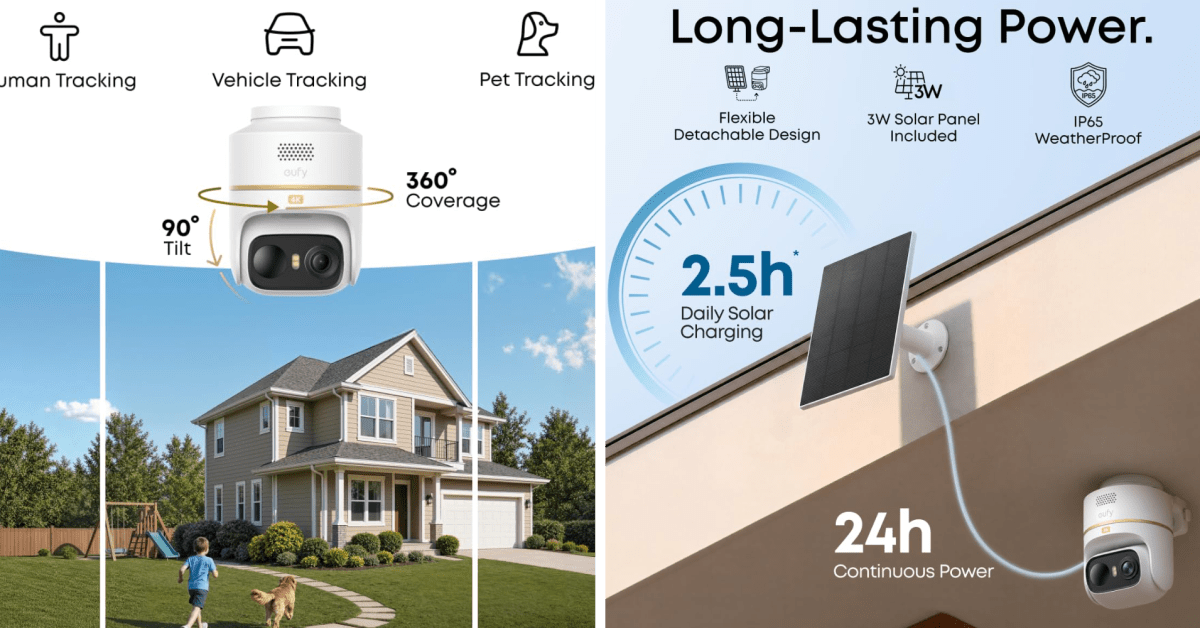 Score Anker’s eufyCam C37 4K solar security camera at a 0 low or its 2K counterpart at a low (Up to 30% off), more Score Anker’s eufyCam C37 4K solar security camera at a 0 low or its 2K counterpart at a low (Up to 30% off), more