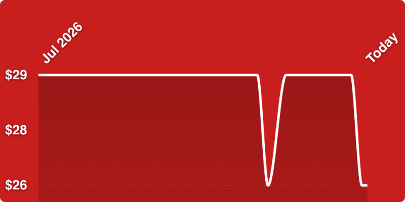 A red background with a white line