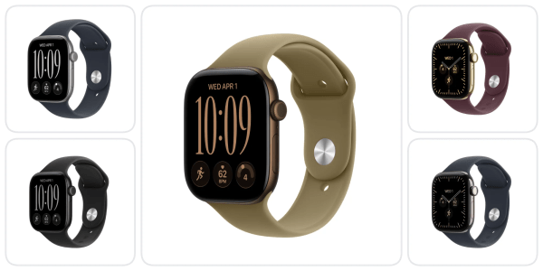 A smart watch with a tan band
