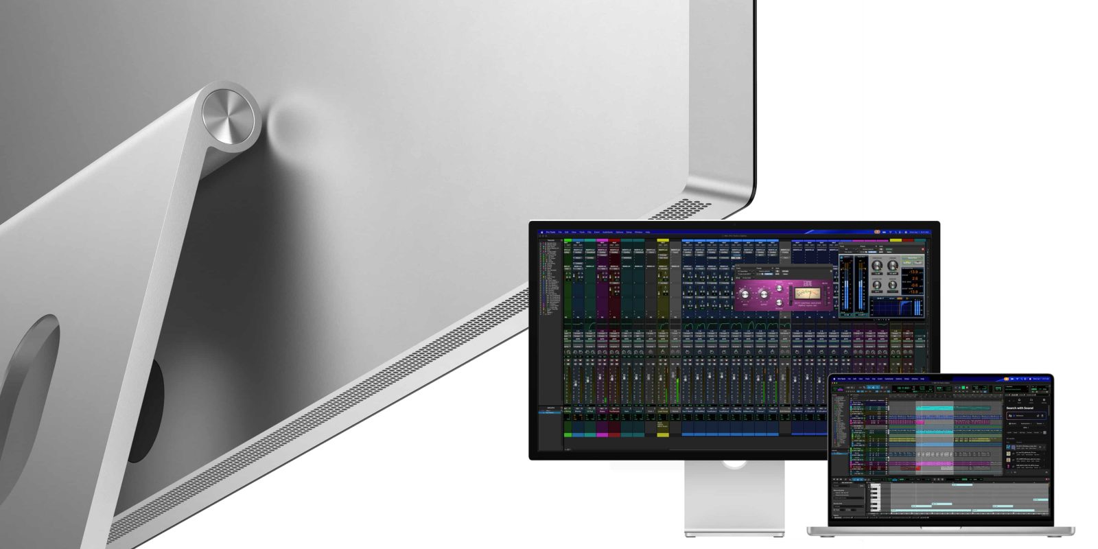 A computer monitor with a sound board