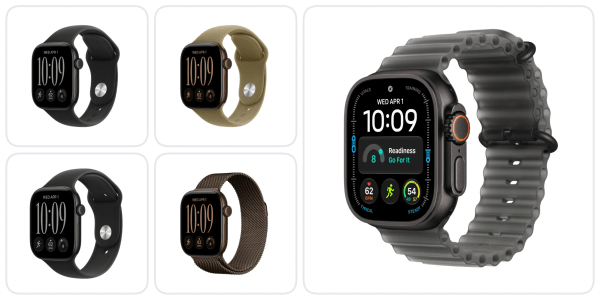 A collage of smart watches