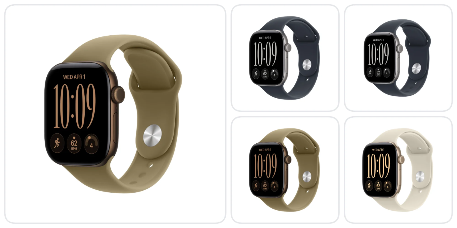 A collage of smart watches