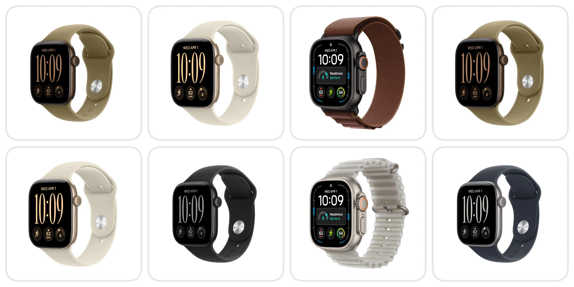 A collage of smart watches